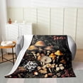 thumbnail image 1 of 3D Mushroom Printed Throw Blanket Twin 60x80,Mushroom Decor Curtain Blanket,Bohemian Boho Plant Floral Flannel,Wild Botanical Fungus Jungle Room Decor for Adults Girls Women,Black,Soft Lightweight, 1 of 12