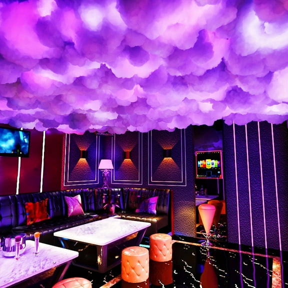 3D Music Thunder Cloud Light, Rhythm RGB Color Changing Light Strip, Wall Lightning Cloud Light, Remote Control, Singing Room, Dance Room, E-sports Room -196.85 Inch (1pc)