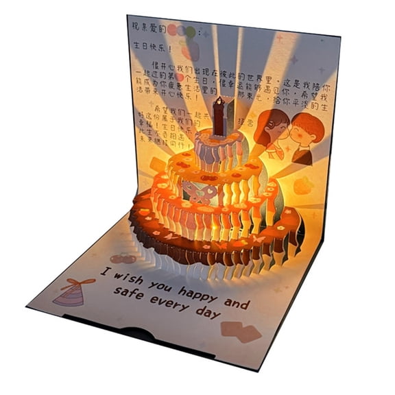 3D Musical Birthday Card Light and Sound Birthday Card for Women Men Kid