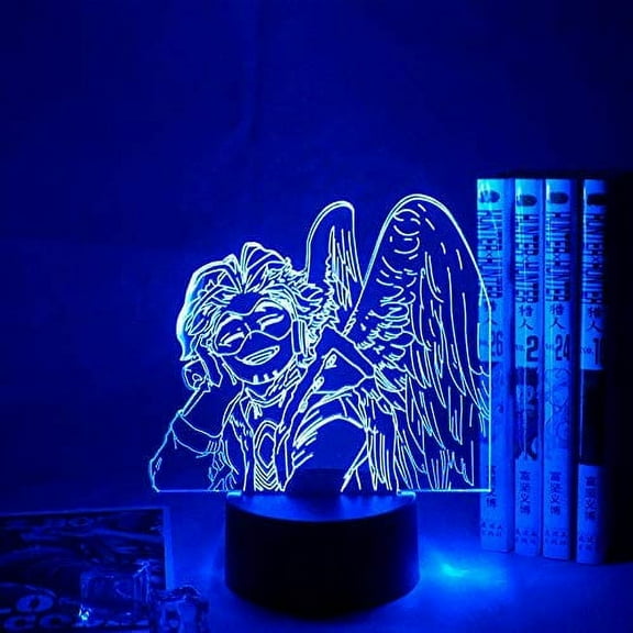 3D My Hero Academia Hawks Anime Led Lamp Night Lights Boku No Hero Academia Lamp Ara for Christmas Table Lamp, for Bedroom Lamp 16 Colors Anime