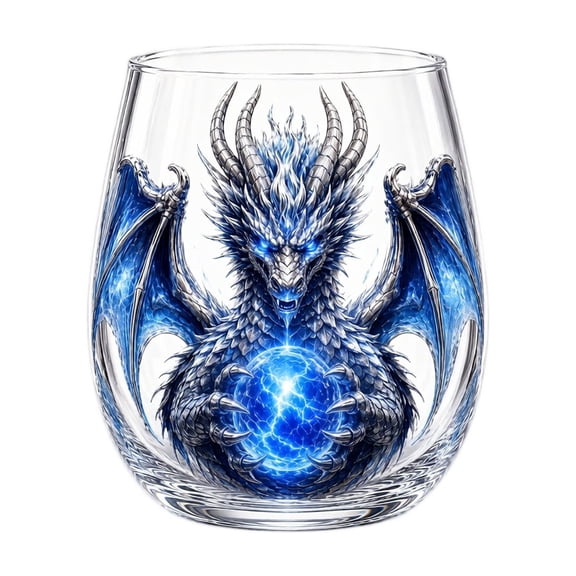 3D Mythic Dragon Glass Cup Fantasy Crystal Orb Whiskey Glass Sculpted Dragon Drinkware for Whiskey Cocktails Bar Decor Gift