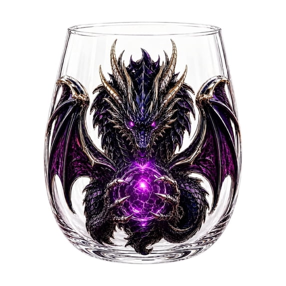 3D Mythic Dragon Glass Cup, Sculpted Fantasy Whiskey Drinkware, Heavy Sturdy Crystal Orb Tumbler, Luxury Home Bar Decor & Legendary Gift Art for Premium Bourbon or Craft Cocktails