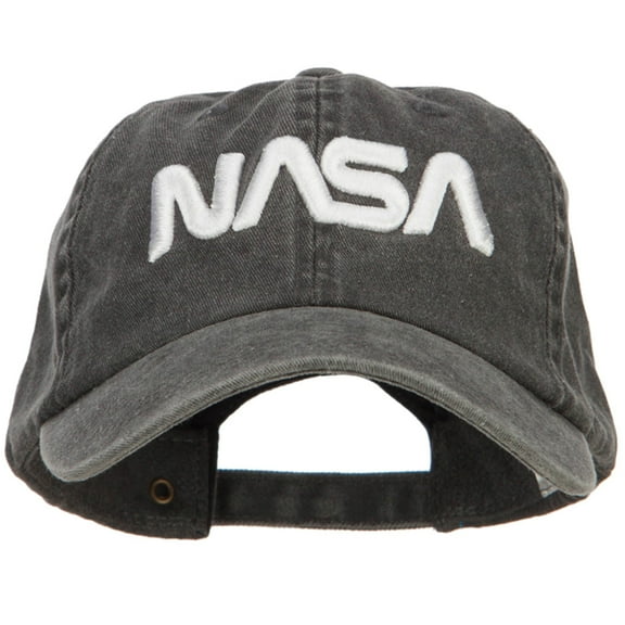 3D NASA Letter Logo Embroidered Washed Buckle Cap - Black OSFM