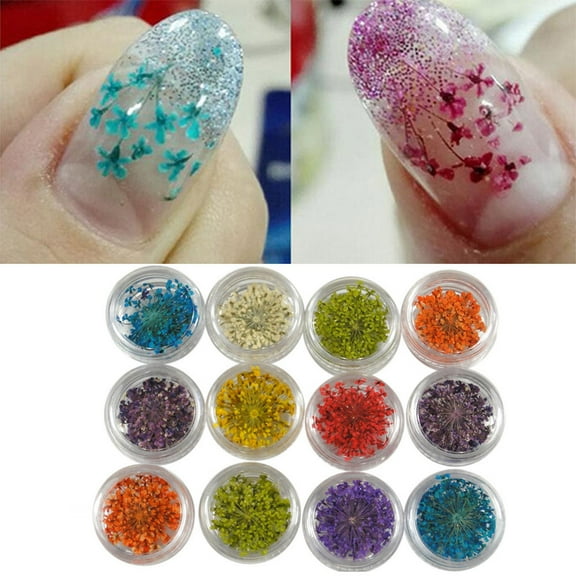 3D Nail Accessories Flower Decoration Tips Real Colors Dry Gel Acrylic Art 12 Pack for Stunning Nail Designs