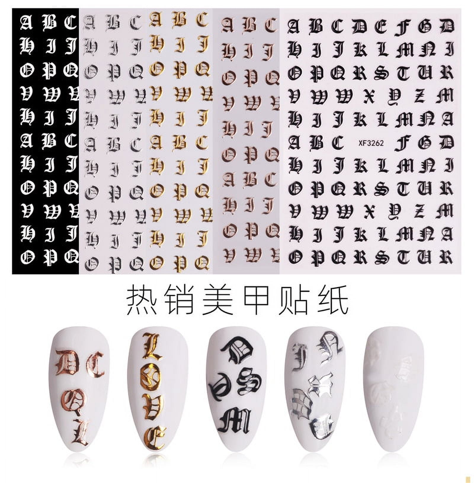 3D Nail Art Letter Sticker DIY 5 Colors Alphabet Decals Manicure