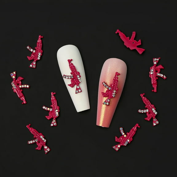 3D Nail Charms for Acrylic Nails,10 Pcs Pink Nail Charms Luxury Diamond Alloy Nail Charm Mini Nail Charms Y2K Nail Rhinestones for Women Nail Art Decorations Nail Accessories