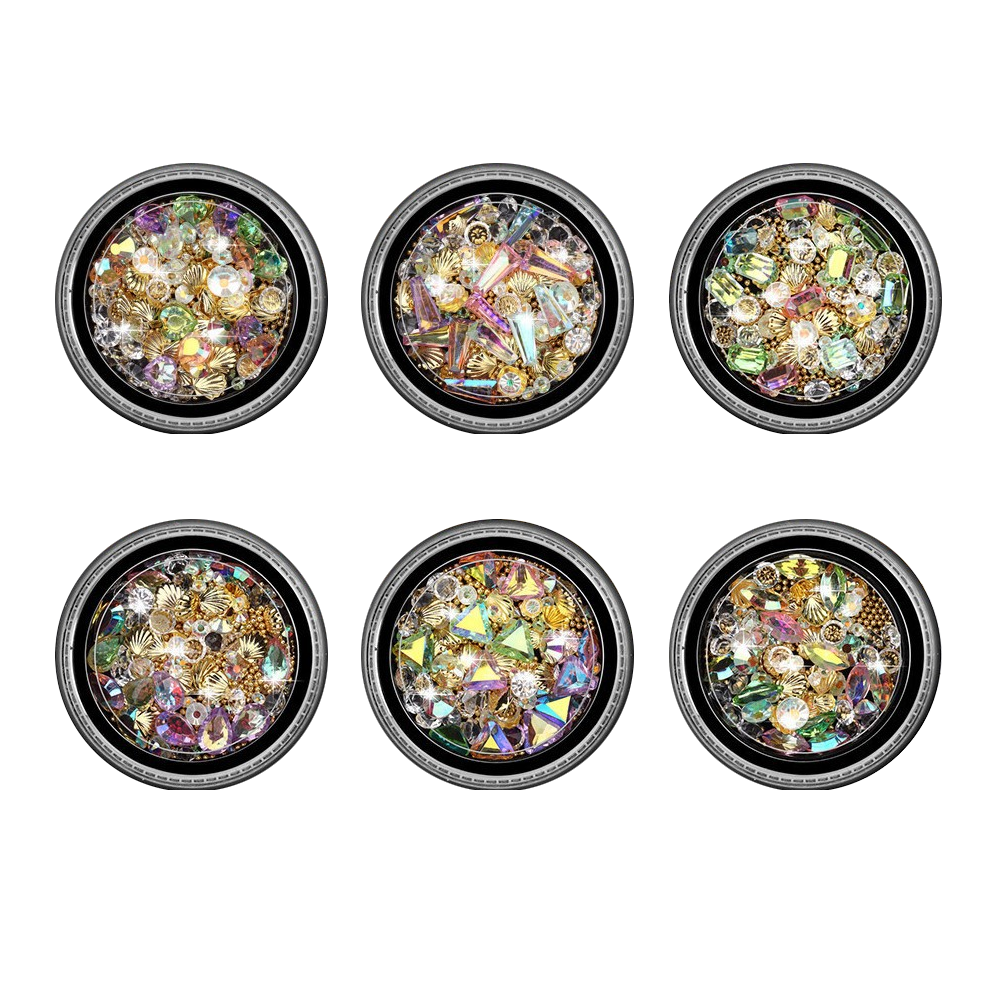 Sohindel 3D Nail Charms Rhinestones for Nails Mix Shapes Crystals Shiny Color Gems Design Multi Sized Diamonds Art Decoration - Style 3