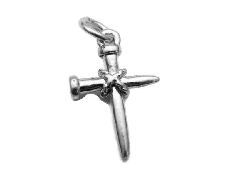 3D Nail Cross #2 Charm Pendant .925 Sterling Silver