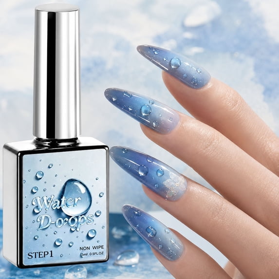 3D Nail Gel, 3D Water Drop Gel Top Coat Set, No Wipe, Raindrop Bubble Effect, Top Coat No Wipe, 3D Nail Art Gel for Nail & Nail Glue Sculpting Gel Polish for Nail Charms Design in the Salon