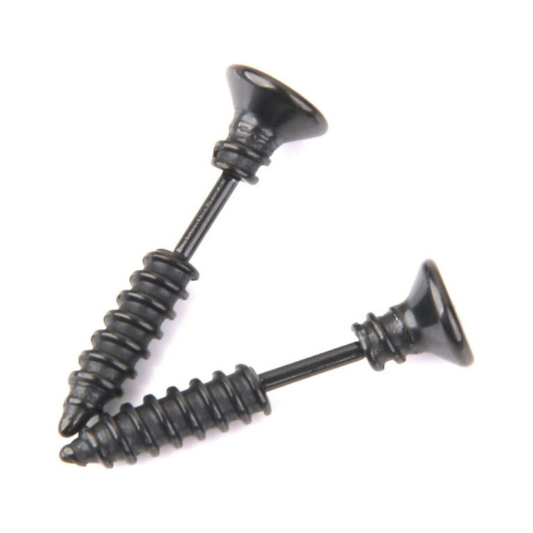 3D Nail Shape 316L stainless Steel Screw Earrings Ear Studs