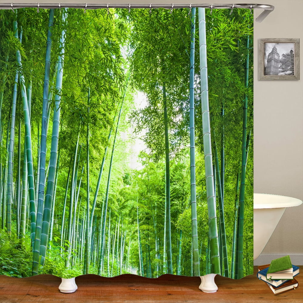 3D Natural Bamboo Forest scenery Printing Shower Curtain Bathroom ...