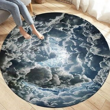3D Natural Round Carpet Fantasy Tornado Cloud Area Rug for Living Room Bedroom Sofa ration Chair Doormat Non-slip Floor Mat