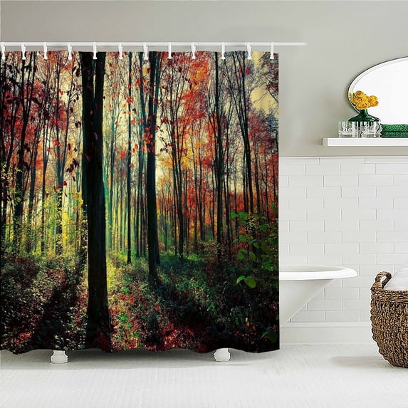 3D Natural Scenery Waterfall Printing Shower Curtains Forest Landscape Bathroom Curtain Waterproof Polyester Home Decoration