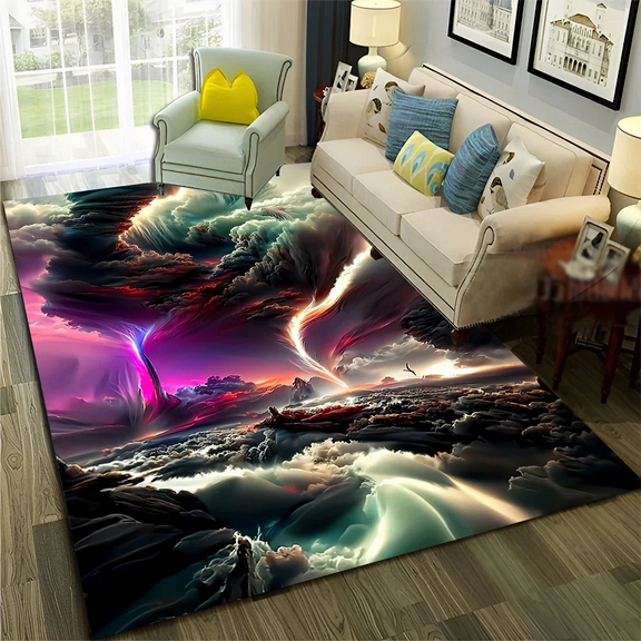 3D Natural Tornado Cloud Twister Area Rug Large Carpet Rug for Living Room Bedroom Sofa Doormat ration Non-slip Floor Mat