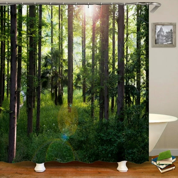 3D Nature Forest Trees landscape Bathroom Shower Curtain Home Decor Curtain Fabric Waterproof Shower Curtain With Hook 180x200cm