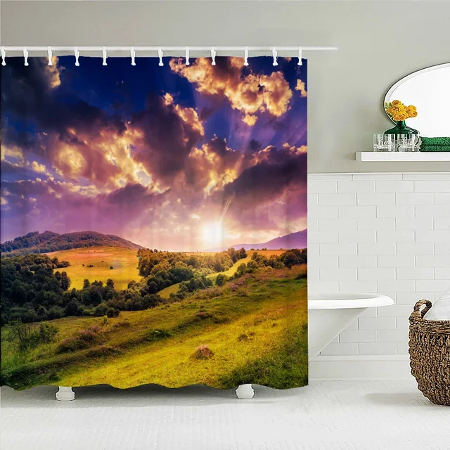 3D Nature landscape printing bathroom waterproof shower curtain