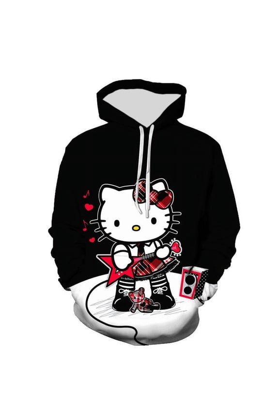 3D New Cute KT Cat Casual Hooded Sweatshirt Soft Warm Light Size (XS-6XL)&(100cm-160cm)