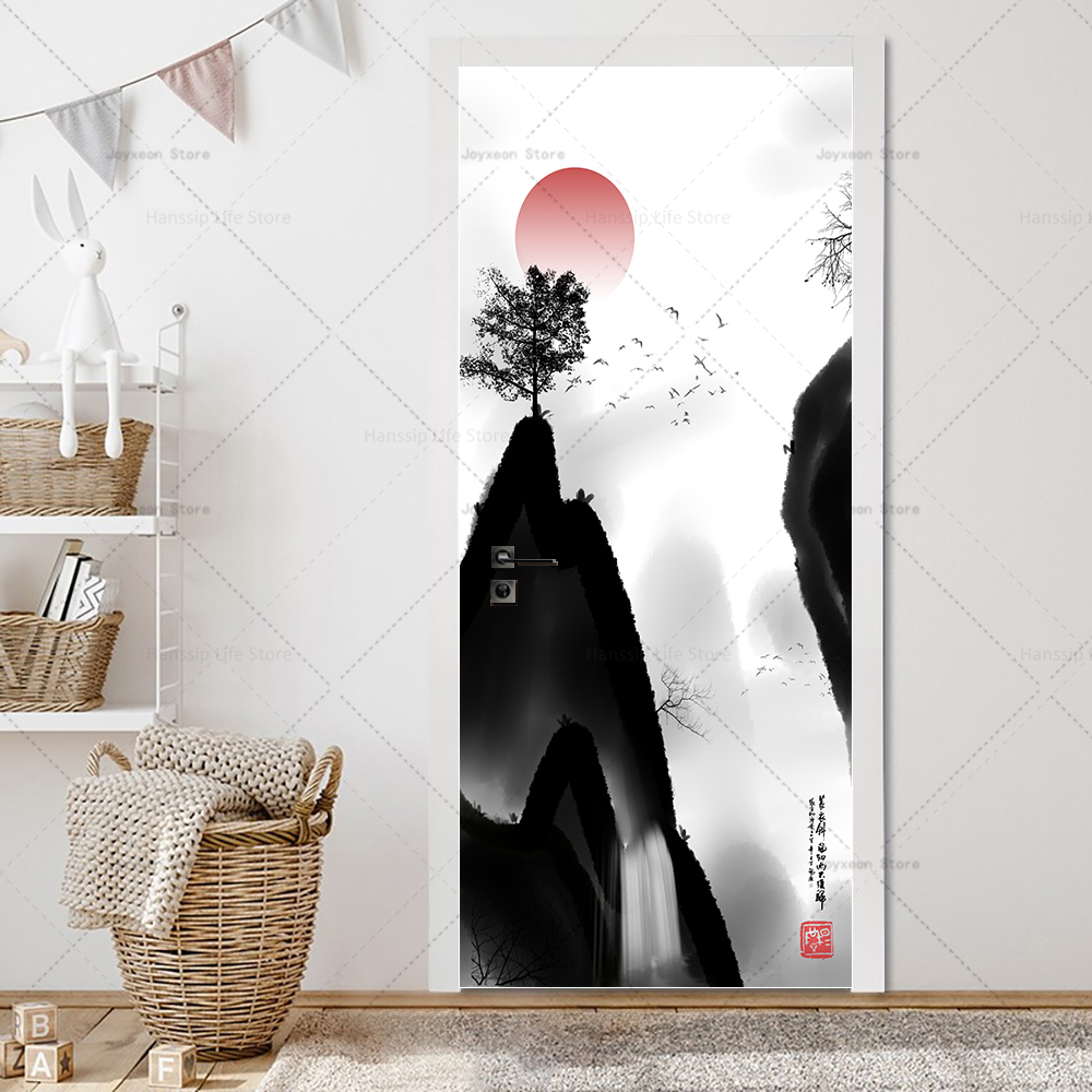 3D New Oriental New Chinese Door Sticker PVC Vinyl Waterproof Self ...