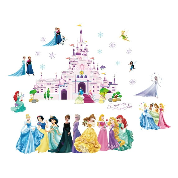3D New Princess Wall Stickers Girls Wall Decal Self-Adhesive Wall Sticker For Girls Room Bedroom Living Room Art Home Decor Size：2pcs（30X60cm）