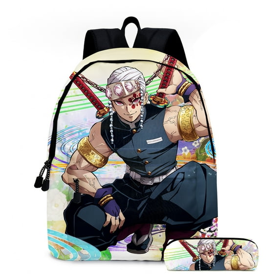 3D New Printed Anime Demon Slayer Backpack for Primary and Secondary Young unisex Anime Backpack Two-Piece Set