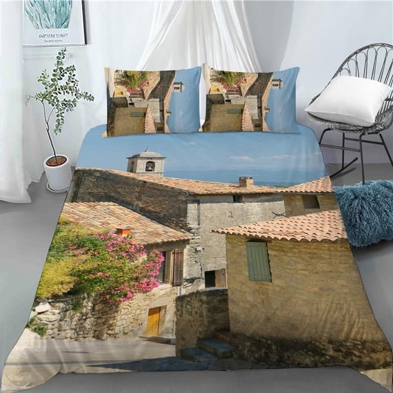 3D Nice Vintage Flowers on The Wall Duvet Cover with Pillowcases Beautiful Flower Polyester Quilt Cover for Kids Adults Bedroom