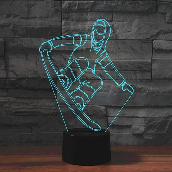 3D Night Lamp, 3D Illusion Night Light 3D Airplane Optical Illusion Night Lights USB Powered Color Changing (Ski2)