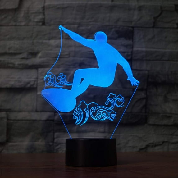 3D Night Lamp, 3D Illusion Night Light 3D Airplane Optical Illusion Night Lights USB Powered Color Changing (Surf2)