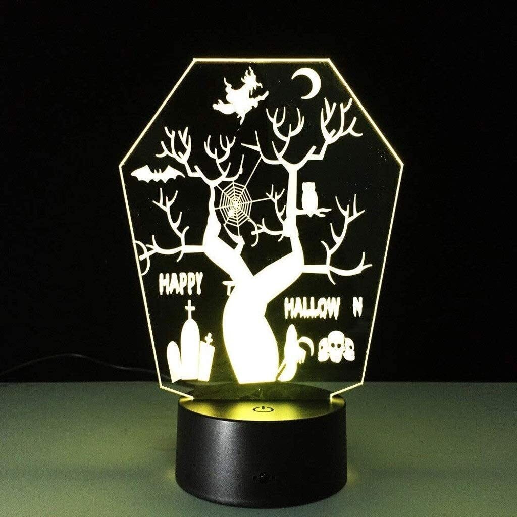 3D Night Light LED Illusion Desk Table Lamp Halloween Decorative Tree 7