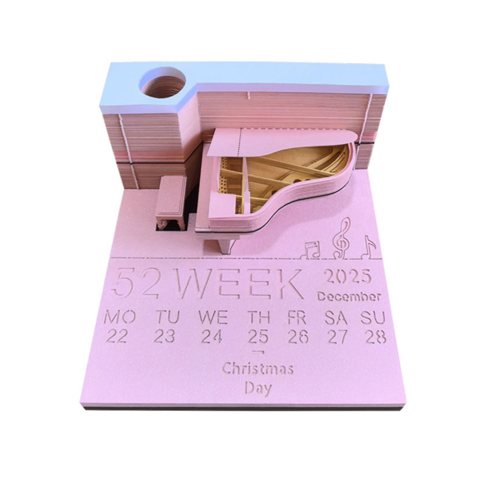 3D Noteblock Calendar 2025 Unique Timepiece Desk Calendar Tearable 3D