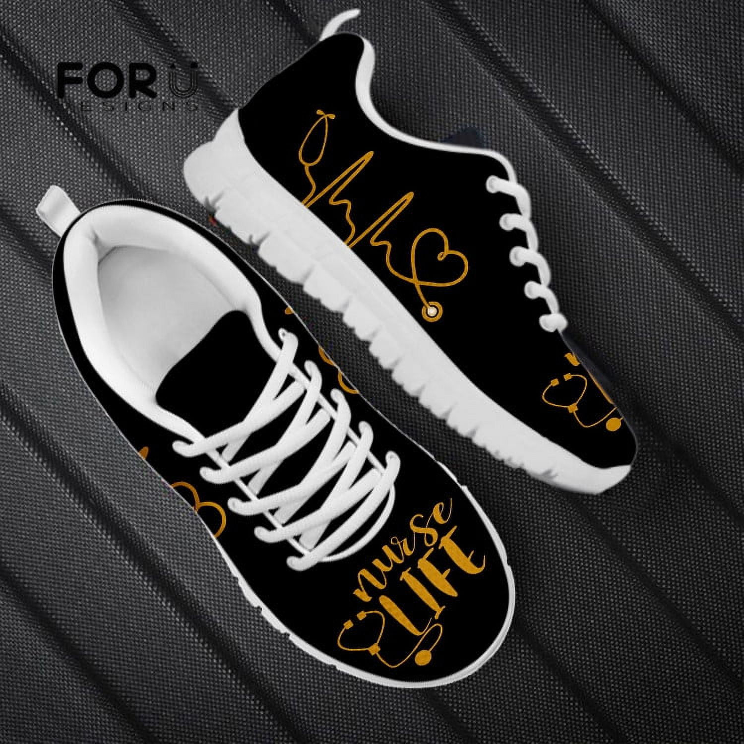 3D Nurse Life Stethoscope Pattern Women Lace Up Sneakers Casual Spring