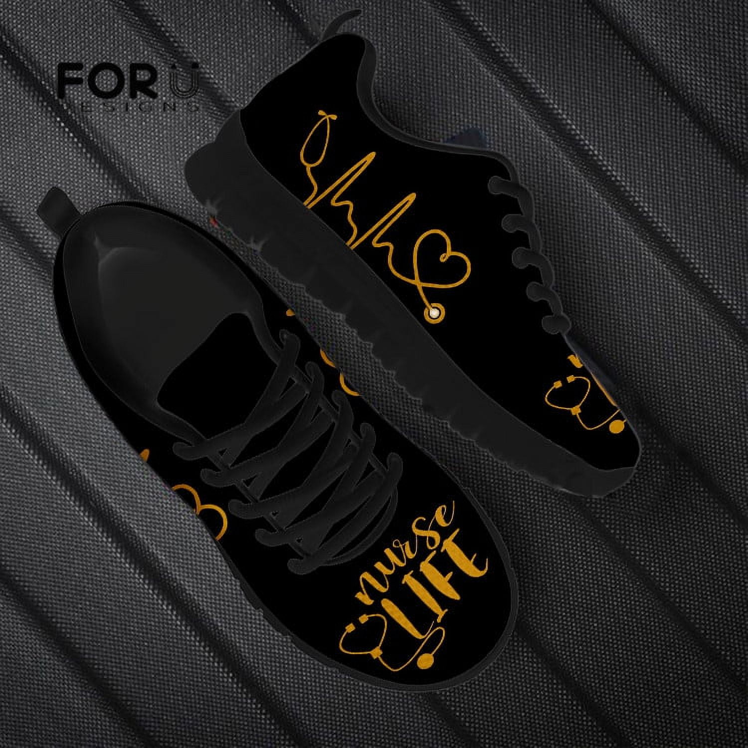 3D Nurse Life Stethoscope Pattern Women Lace Up Sneakers Casual Spring