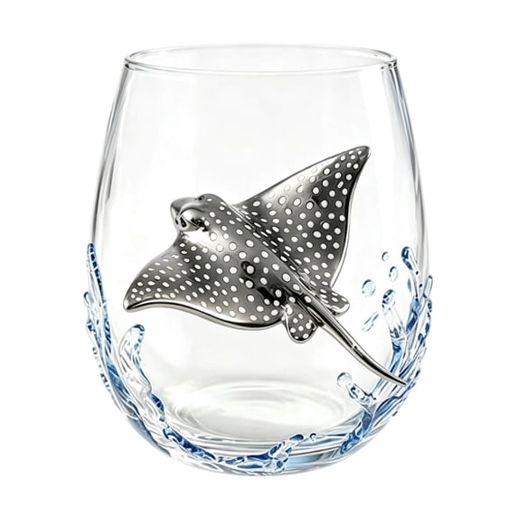 3D Ocean Animal Artisan Glassware Collection,Artisanal Blue Ringed Octopus Glassware,420ml 3D Octopuses Stemless Wine Glasses,Beach Wine Glasses,Handcrafted Marine Animal Bar Glass for Ocean Lovers