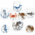 thumbnail image 1 of 3D Ocean Animal Glassware, Sculpted Marine Animal Wine Cup, Octopus Seahorse Crab Turtle Whale Shark Glass for Coastal Decor and Home Bar, 1 of 7