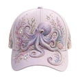 thumbnail image 1 of 3D Ocean Creatures Embroidery Cap，Adjustable Cotton Baseball Cap，Raised Embroidered Sea Animal Hat for Beach Travel, 1 of 4