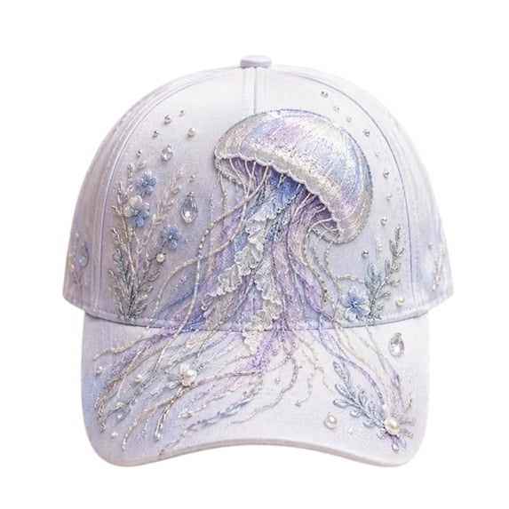 KEVCHE 3D Ocean Creatures Embroidery Cap,Adjustable Cotton Baseball Cap,Raised Embroidered Sea Animal Hat for Beach Travel