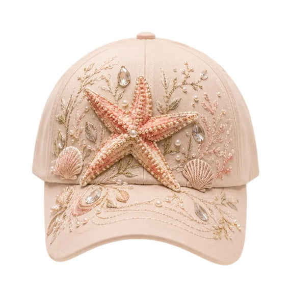 KEVCHE 3D Ocean Creatures Embroidery Cap,Adjustable Cotton Baseball Cap,Raised Embroidered Sea Animal Hat for Beach Travel