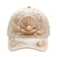 thumbnail image 1 of 3D Ocean Creatures Embroidery Cap，Adjustable Cotton Baseball Cap，Raised Embroidered Sea Animal Hat for Beach Travel, 1 of 4