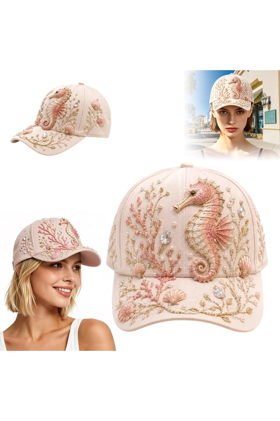 3D Ocean Creatures Embroidery Cap, Adjustable Cotton Baseball Cap with Raised Marine Animal Embroidery(Octopus)