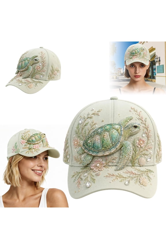 3D Ocean Creatures Embroidery Cap, Adjustable Cotton Baseball Cap with Raised Marine Animal Embroidery(Octopus)