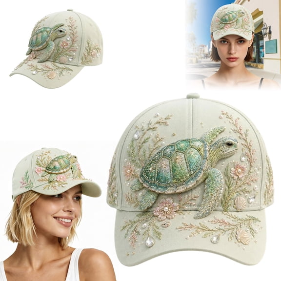 3D Ocean Creatures Embroidery Cap, Adjustable Cotton Baseball Cap with Raised Marine Animal Embroidery(Octopus)