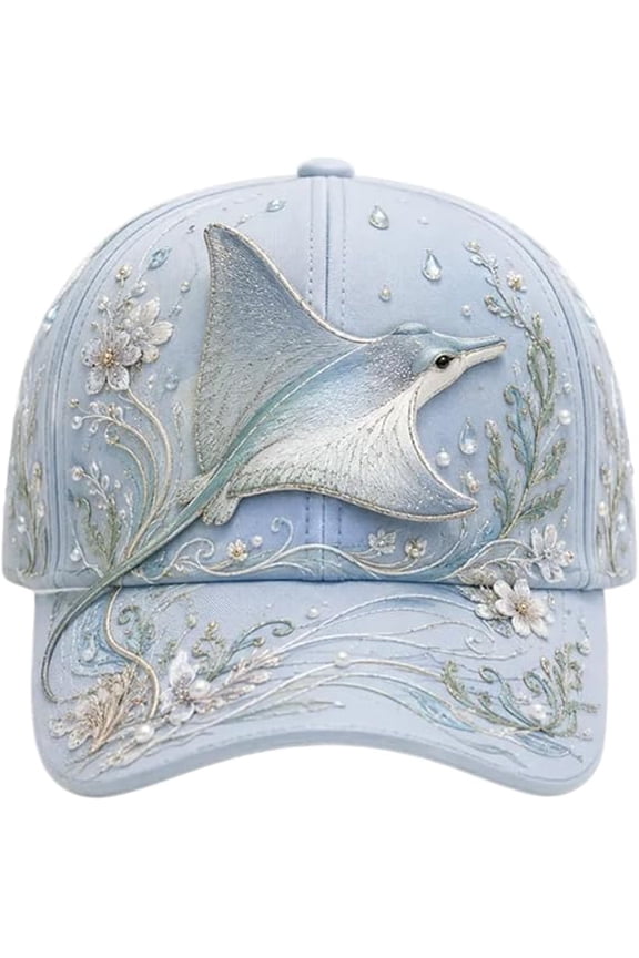 3D Ocean Creatures Print Cap, Adjustable Cotton Baseball Cap with Marine Animal Print for Beach Vacation Outdoor Activities