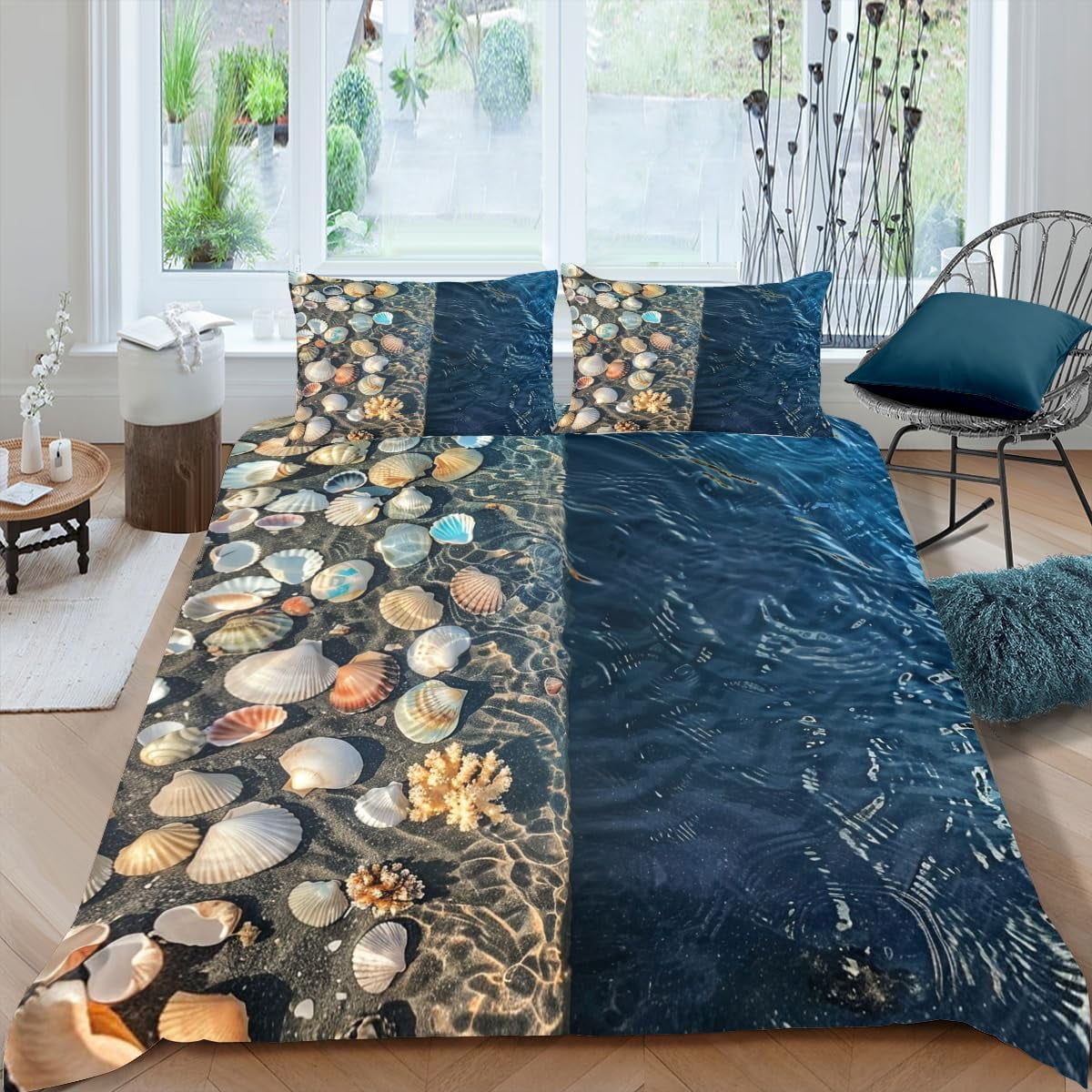 3D Ocean Duvet Cover Sea Theme Comforter Cover Beach Shell Coral Quilt ...