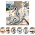 thumbnail image 1 of 3D Ocean Octopus Drinking Glass,Artisanal Handmade Blue Ringed Octopu Glassware,Coastal Home Decor Gift for Ocean Lovers(Seahorse), 1 of 9