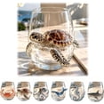 thumbnail image 1 of 3D Ocean Octopus Drinking Glass,Artisanal Handmade Blue Ringed Octopu Glassware,Coastal Home Decor Gift for Ocean Lovers(Turtle), 1 of 9