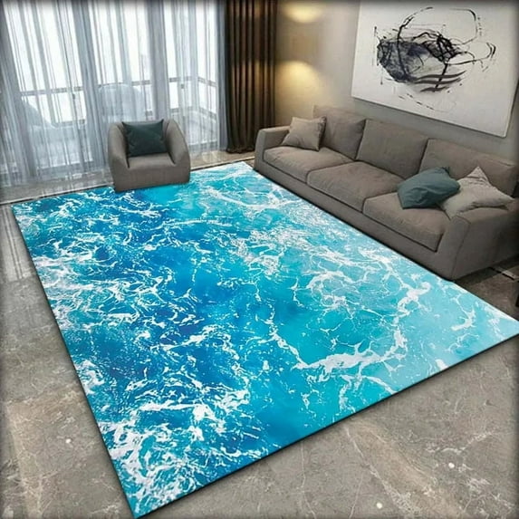 3D Ocean Seawater Beach Water Area Rug Carpet Rug for Living Room Bedroom Sofa Doormat Decor Crawl Non-slip Floor Mat