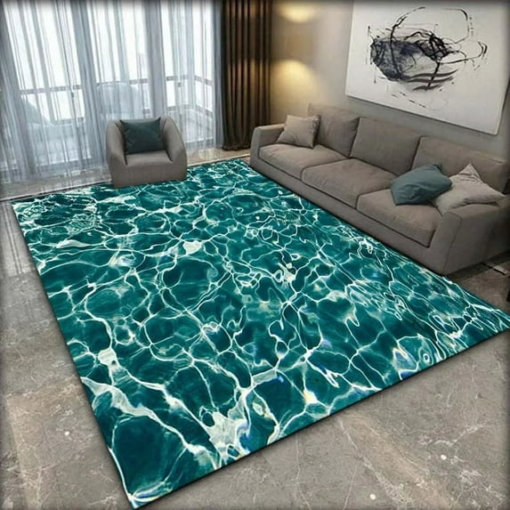 3D Ocean Seawater Beach Water Area Rug Carpet Rug for Living Room Bedroom Sofa Doormat Decor Crawl Non-slip Floor Mat