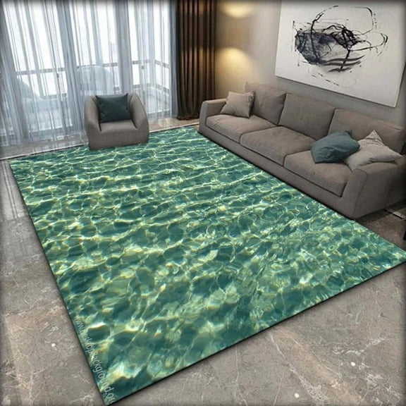 3D Ocean Seawater Beach Water Area Rug Carpet Rug for Living Room Bedroom Sofa Doormat Decor Crawl Non-slip Floor Mat