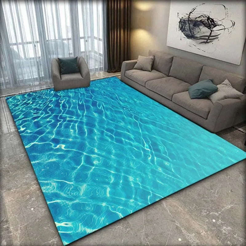 3D Ocean Seawater Beach Water Area Rug Carpet Rug for Living Room ...