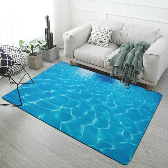 3D Ocean Seawater Beach Water Carpet Soft Comfy Rug for Home Living Room Bedroom Area Rug Non-slip Doormat Decor