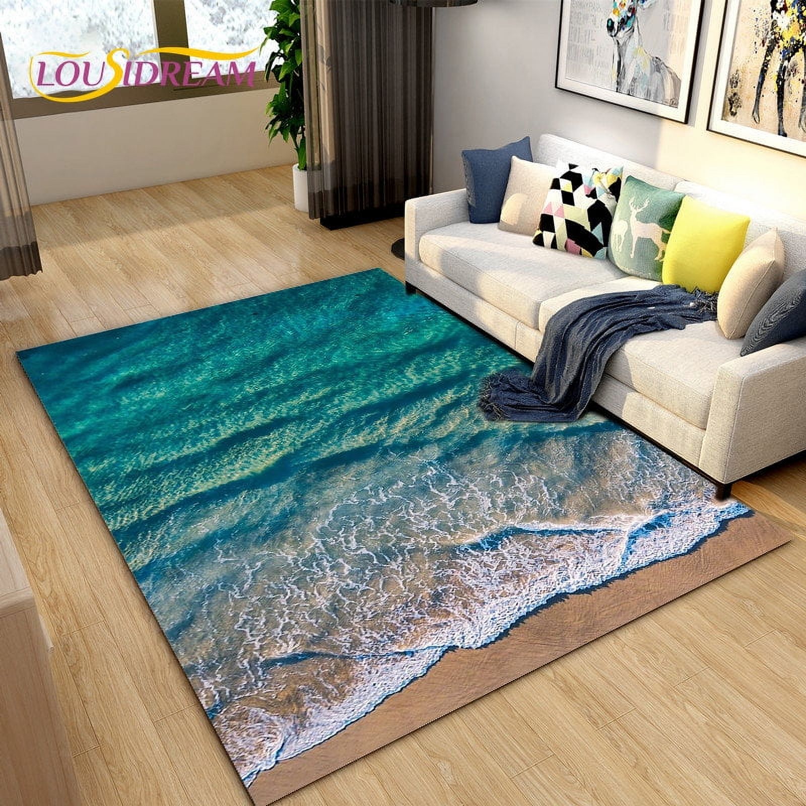 3docean Rugs 3D Ocean Seawater Beach Water Scenery Area Rug Carpet Rug for Living ...
